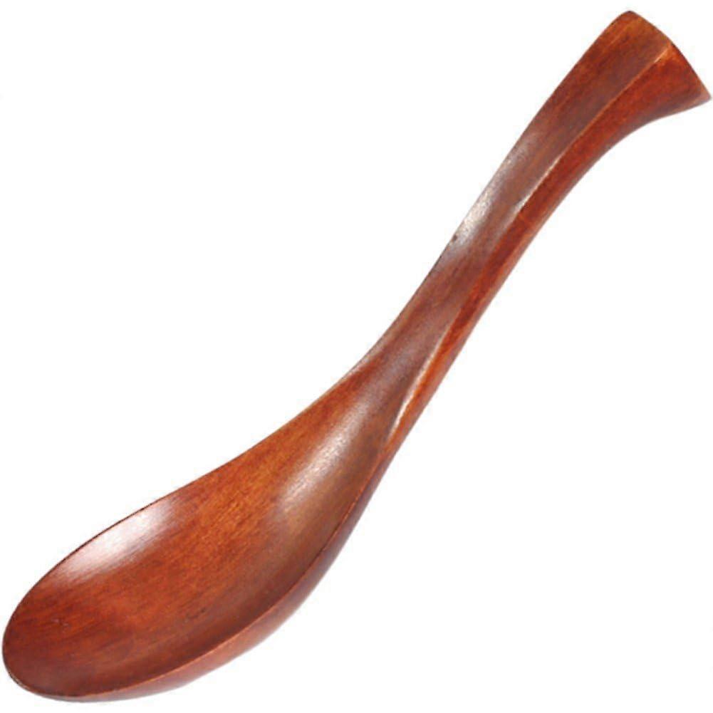 Wooden Soup Spoons Set of 6 Japanese Style Dessert and Serving Spoons for Eating and Mixing
