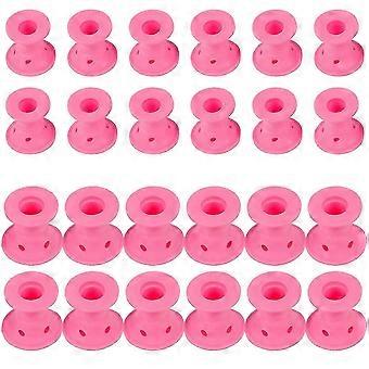 Set di 24 bigodini in silicone rosa regalo per lei per lo styling dei capelli senza calore senza sforzo - B