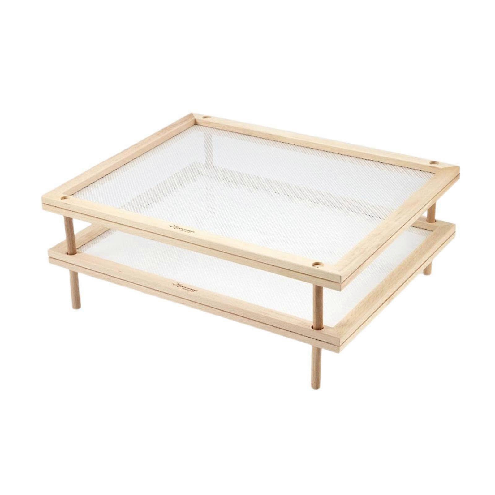 Spaghetti Drying Rack Stackable Pasta Dehydration Stand for Kitchen with Wood and White Finish