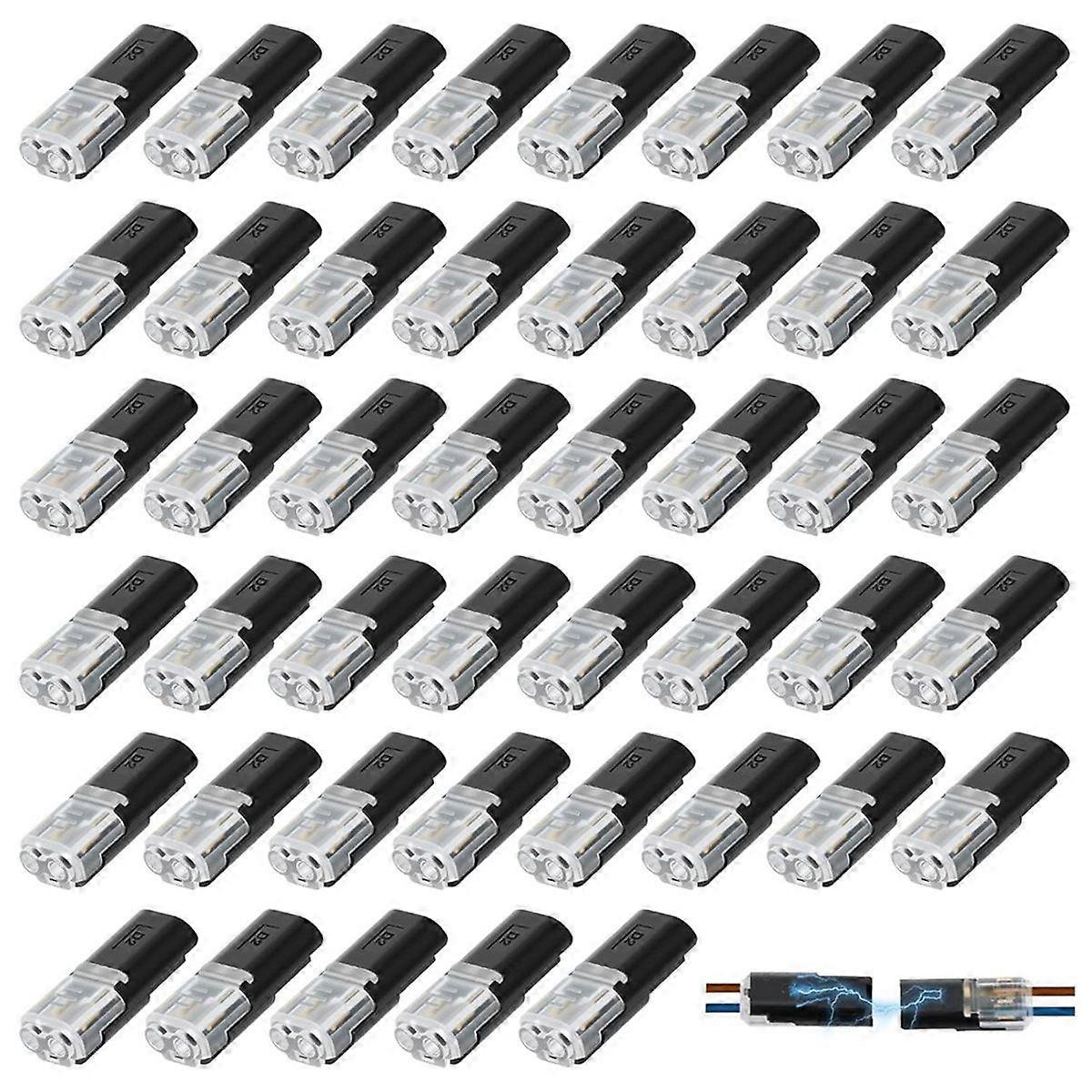 50 Pcs 2-Pin Low Voltage Wire Plug-in Connectors with Locking Buckle, for 22-18 AWG,LED Strip Light
