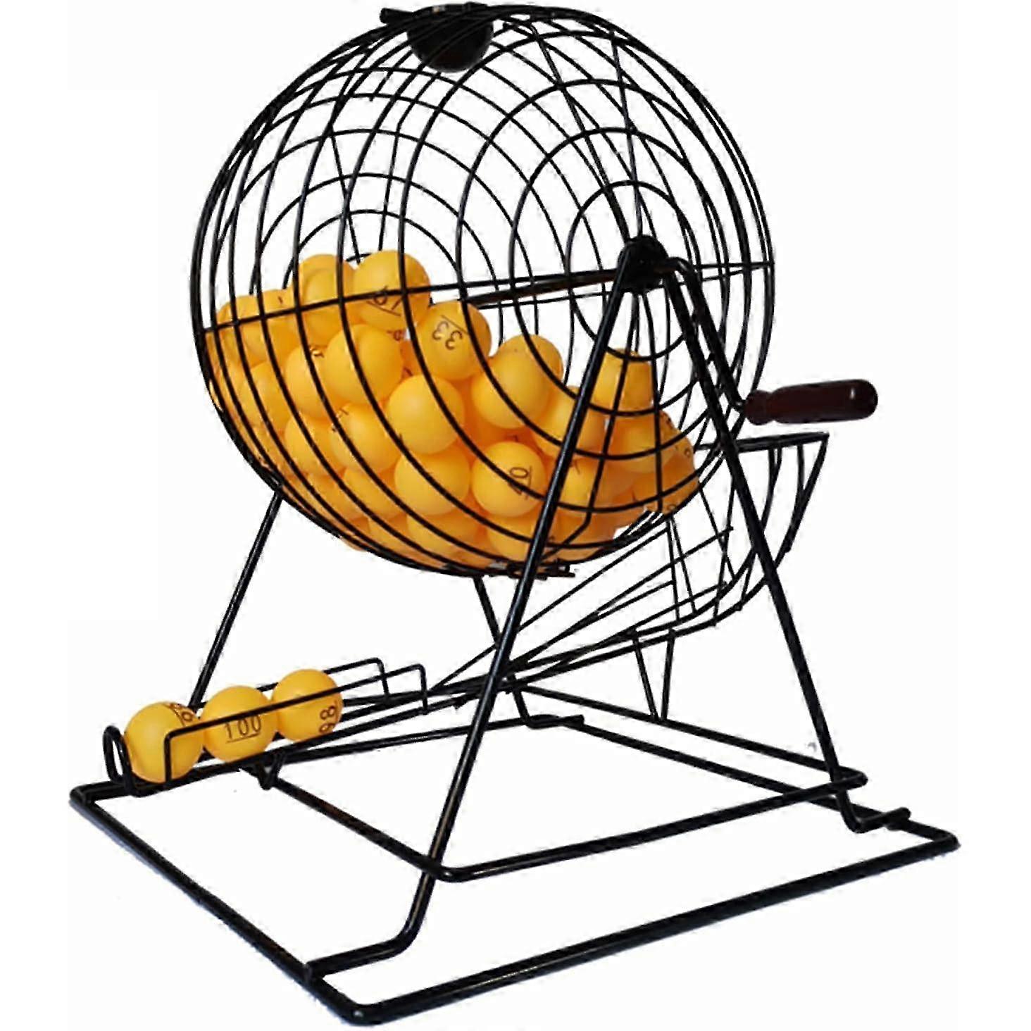 13 Inch Bingo Case Game Set, Hand Shake Machine with 100 Balls and 200 Balls, Suitable for Large Group Games, Black