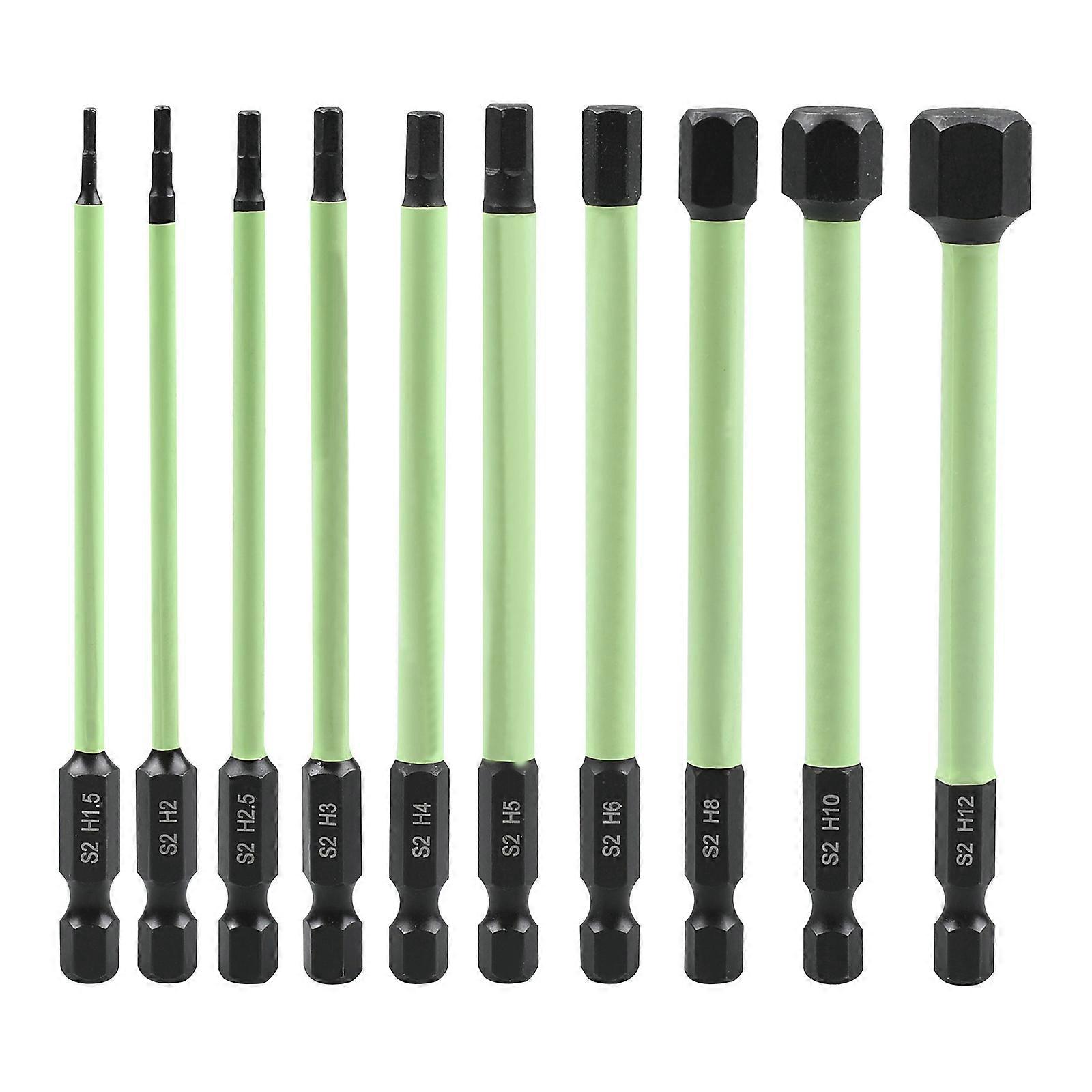 10Pcs 1.5mm-12mm Allen Wrench Drill Bit 1/4inch Hex Screwdriver Bit Set Allen Key Bit Set for Assembling Furniture Multicolor