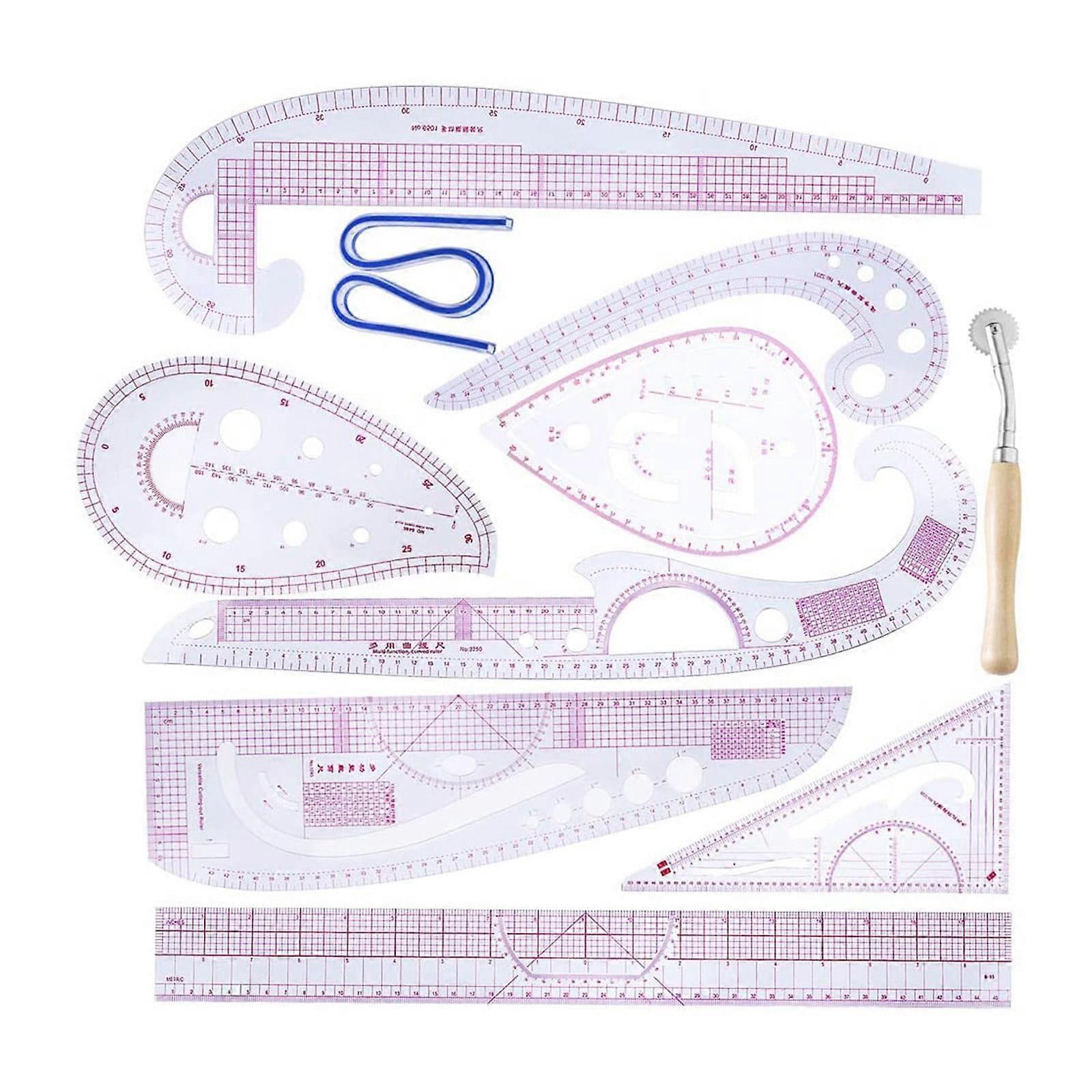 Yakbaofuo Sewing Ruler DIY Sewing Ruler Tailor Set 10pcs Curve Metric Ruler Multifunction Fence Wire Roll 5