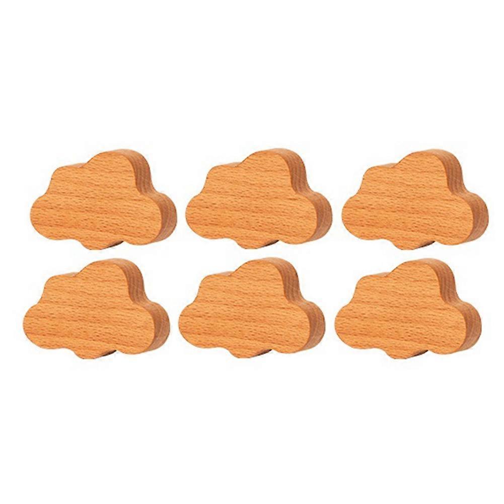 6PCS Cloud Shape Furniture Handles Moon Drawer Wooden Knobs Cloud Children Decoration Cabinet Wood Pulls Knobs Set
