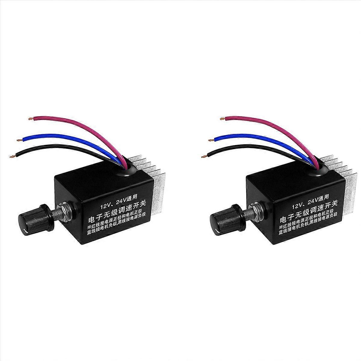 2Pc Motor Speed Regulator DC 12V/24V 10 A Motor Speed Controller Switch for Car Truck Fan Heater Con