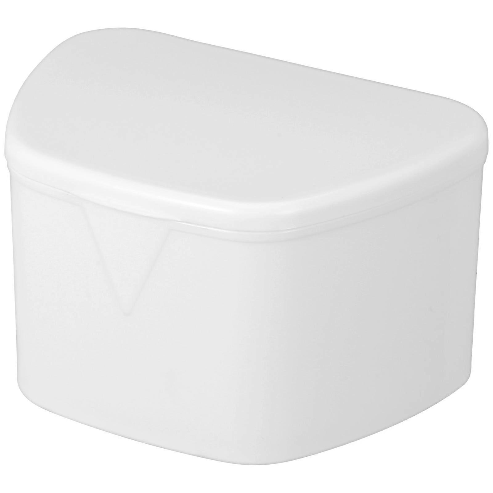 Denture Retainer Portable Denture Case for Storage White with Snap Closure