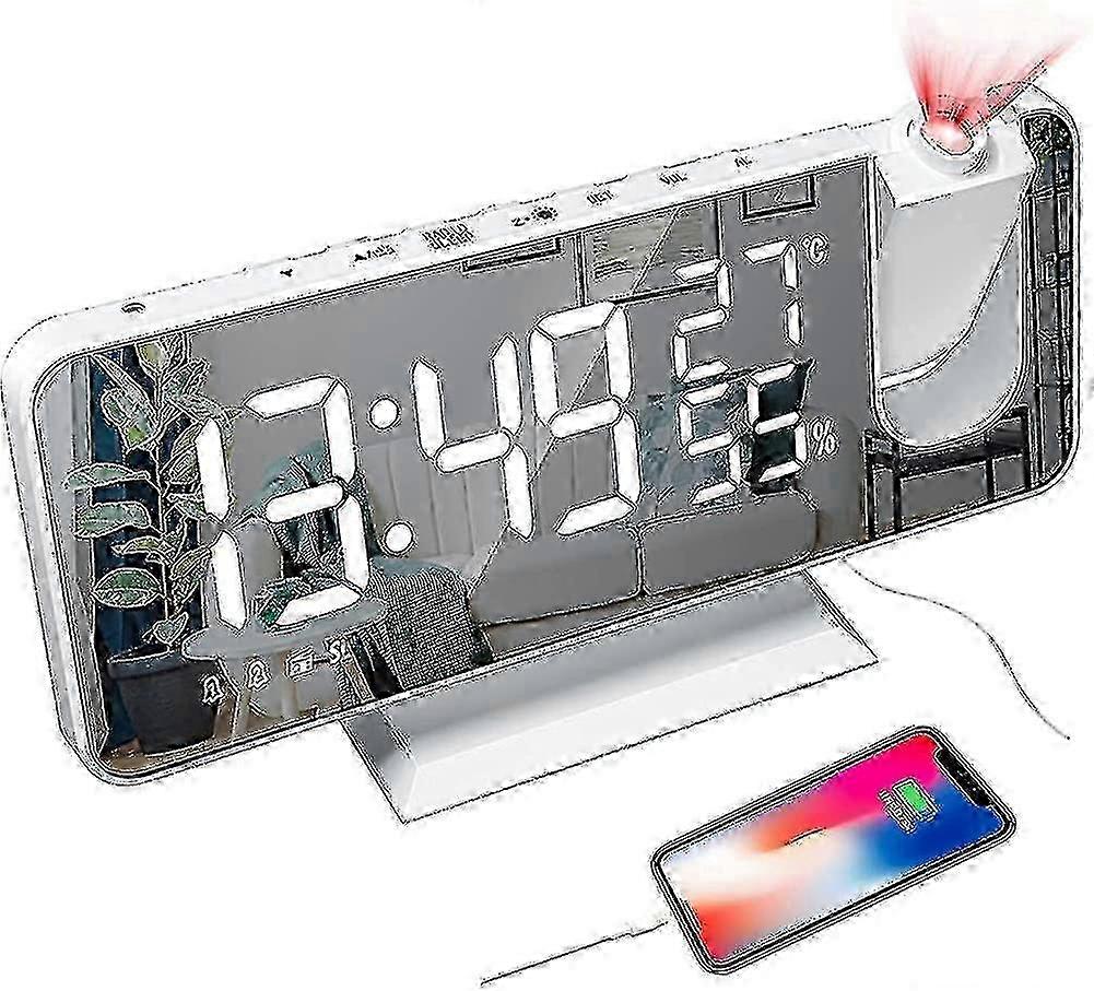2025 Orologio digitale a proiezione, temperatura umidità display radiosveglia con usb