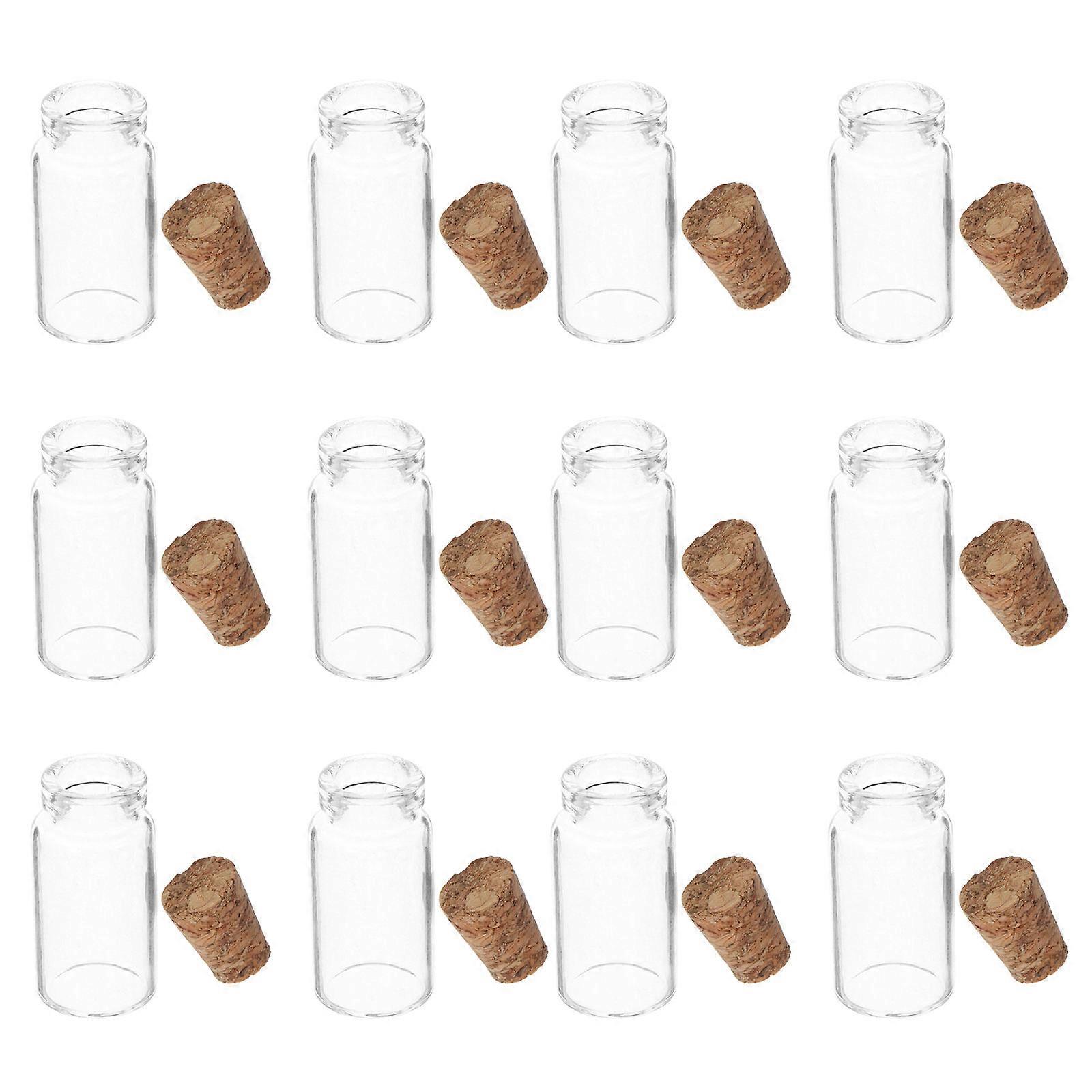 12Pcs Glass Bottles with Cork Stoppers for DIY Decoration Mini Glass Vials Small Bottles Jars and Corks in Large Size