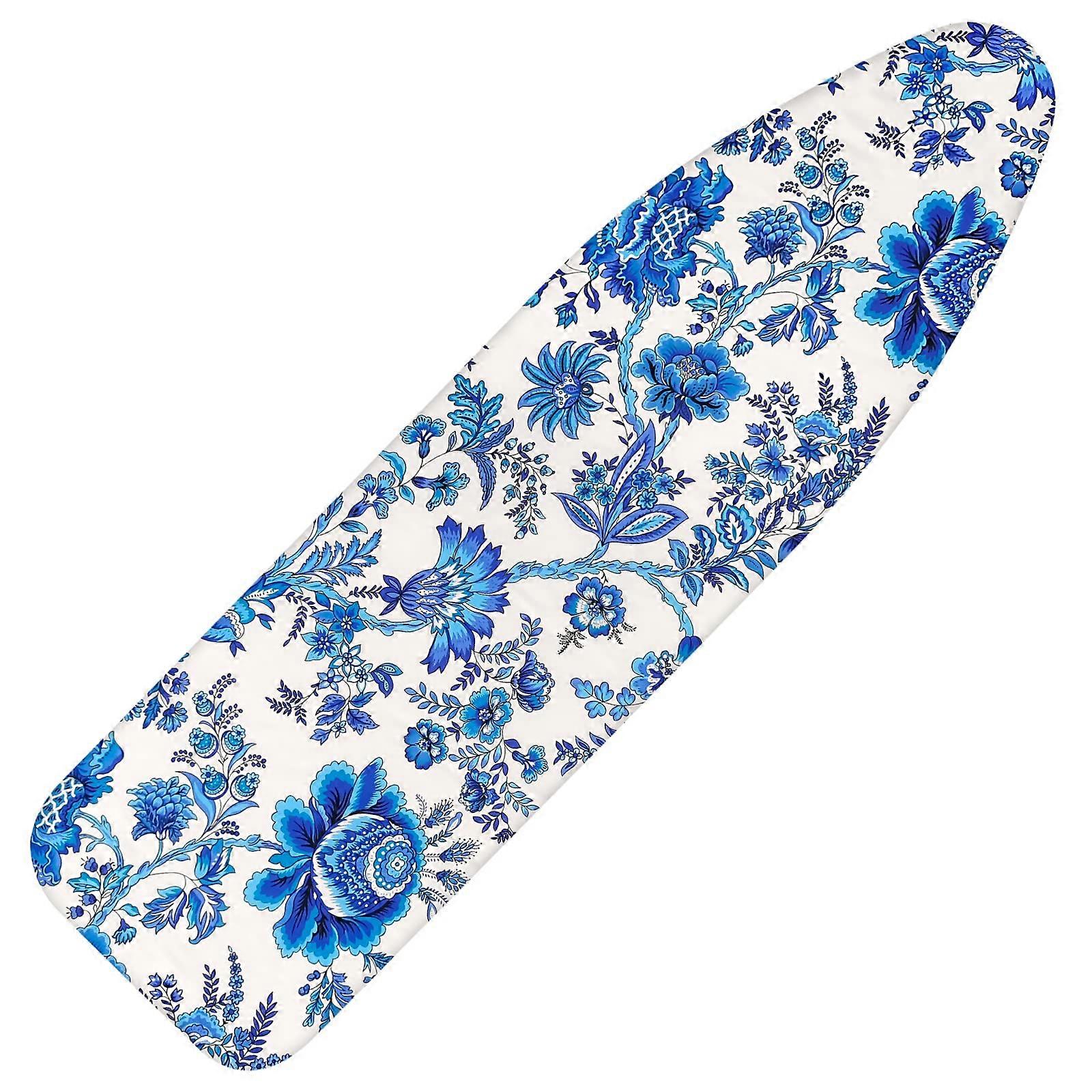 Ironing Board Cover 15x54 Inch with Elastic Edge, Hook Loop Fasteners, Scorch Resistant Cotton Padding Celadon Blue