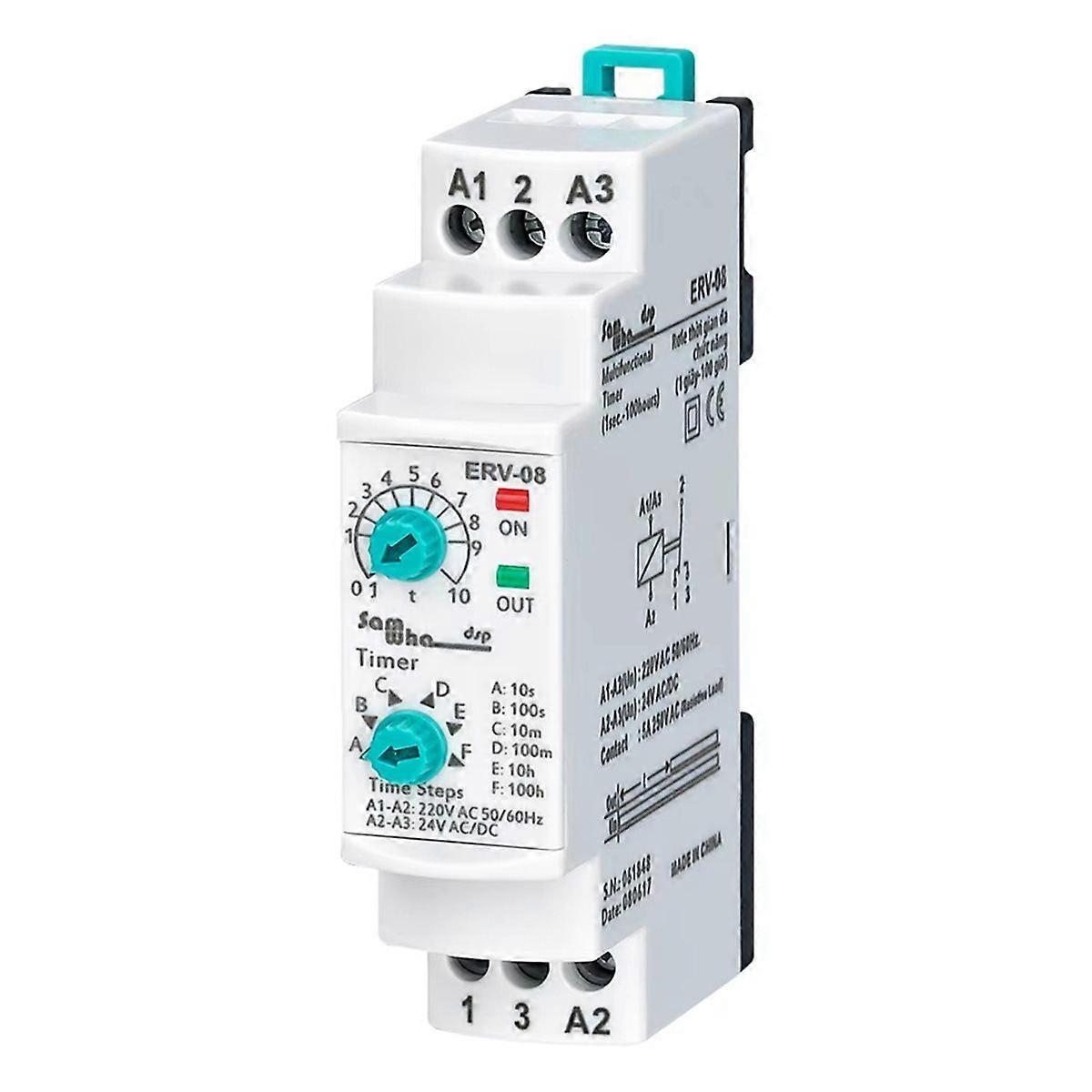 ERV-08 on Delay Multifunctional Time Relay Electronic Adjustable (0,1Sec.-100 Hours)for All Areas R