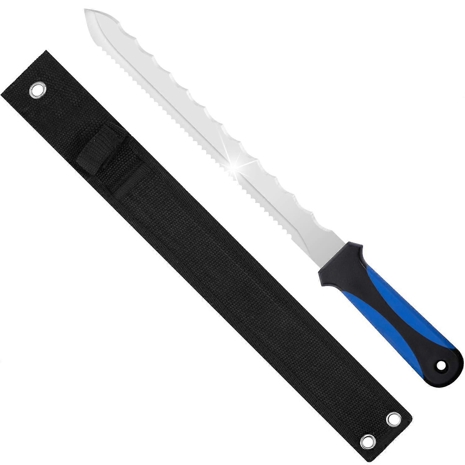 Insulation Knife with DualSided Serrated Blade, 11 Inch Foam Cutting Tool, SoftGrip Handle and Sheath