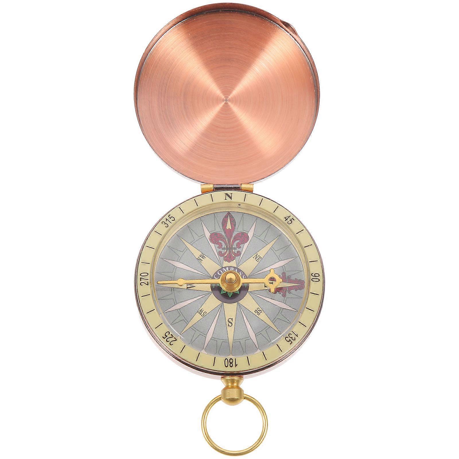 Pocket Compass Copper Hiking Compass for Outdoor Activity 4Pcs Set