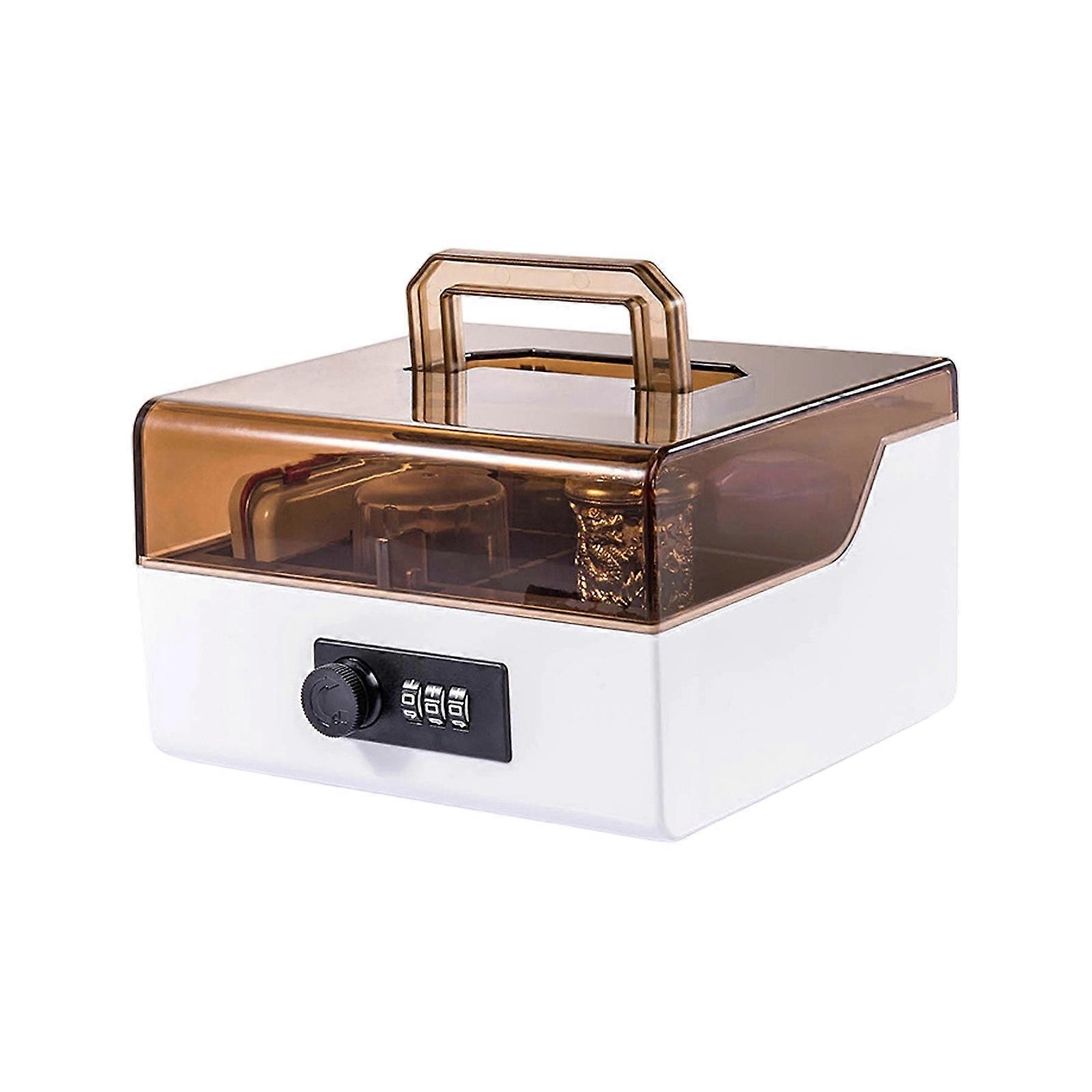 Portable Clear Stamp Organiser with Security Lock and 5 Sections for Easy Travel Organization Official Seal Organiser  white coffee color