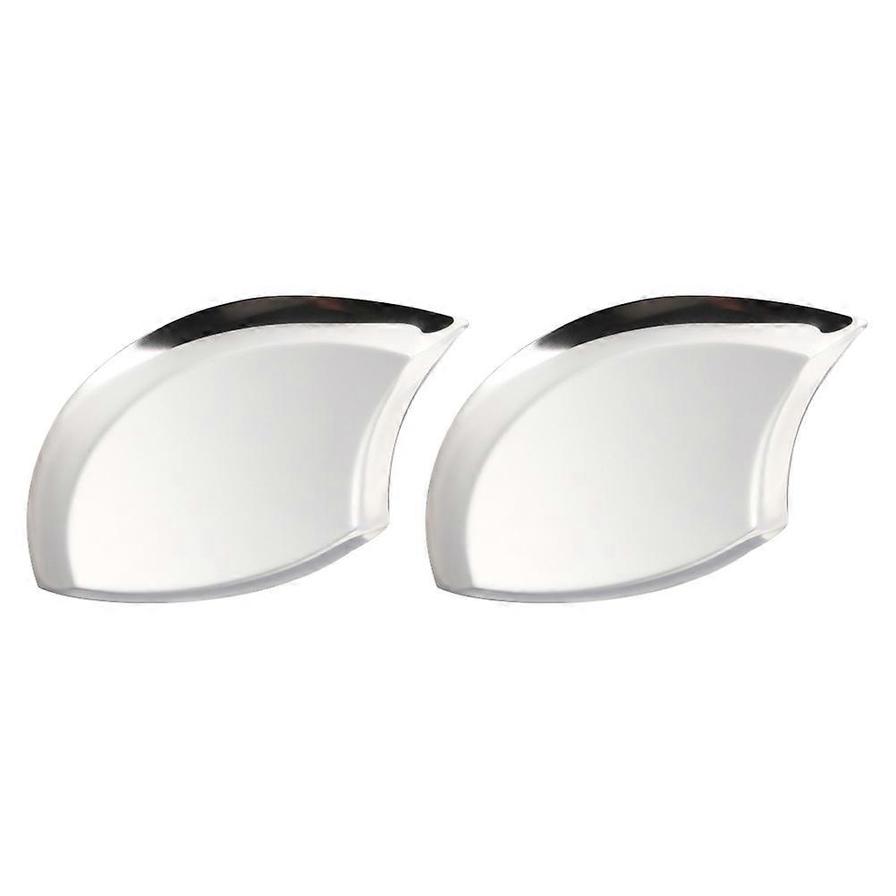 Snack Plates and Soup Spoon Holder Irregular Design Silver 2Pcs