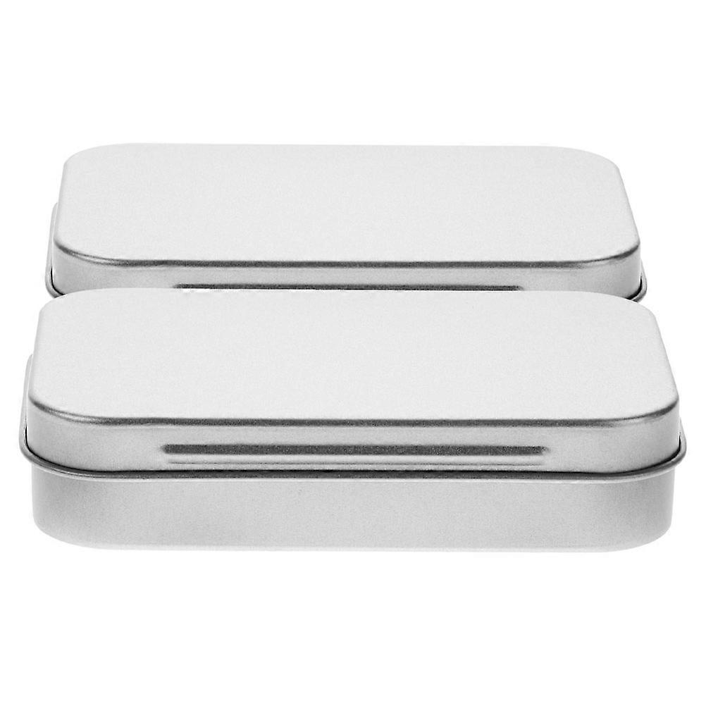 Rectangular Tinplate Storage Boxes for Candy 2Pcs Metal Organizer Containers
