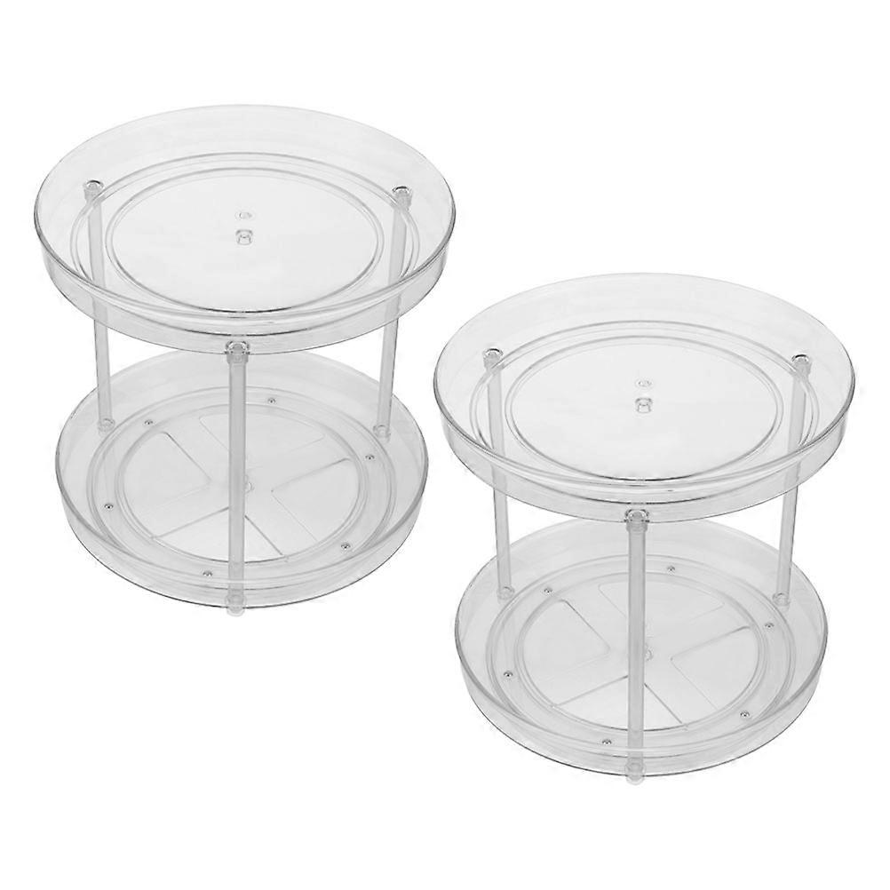 Turntable Organizer 2-Layer Round Rotating Makeup Tray for Storage 2Pcs