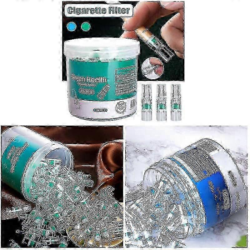 100pcs Cigarette Filtre Tabagisme Tar Filtration Nettoyage Support Vert 2025