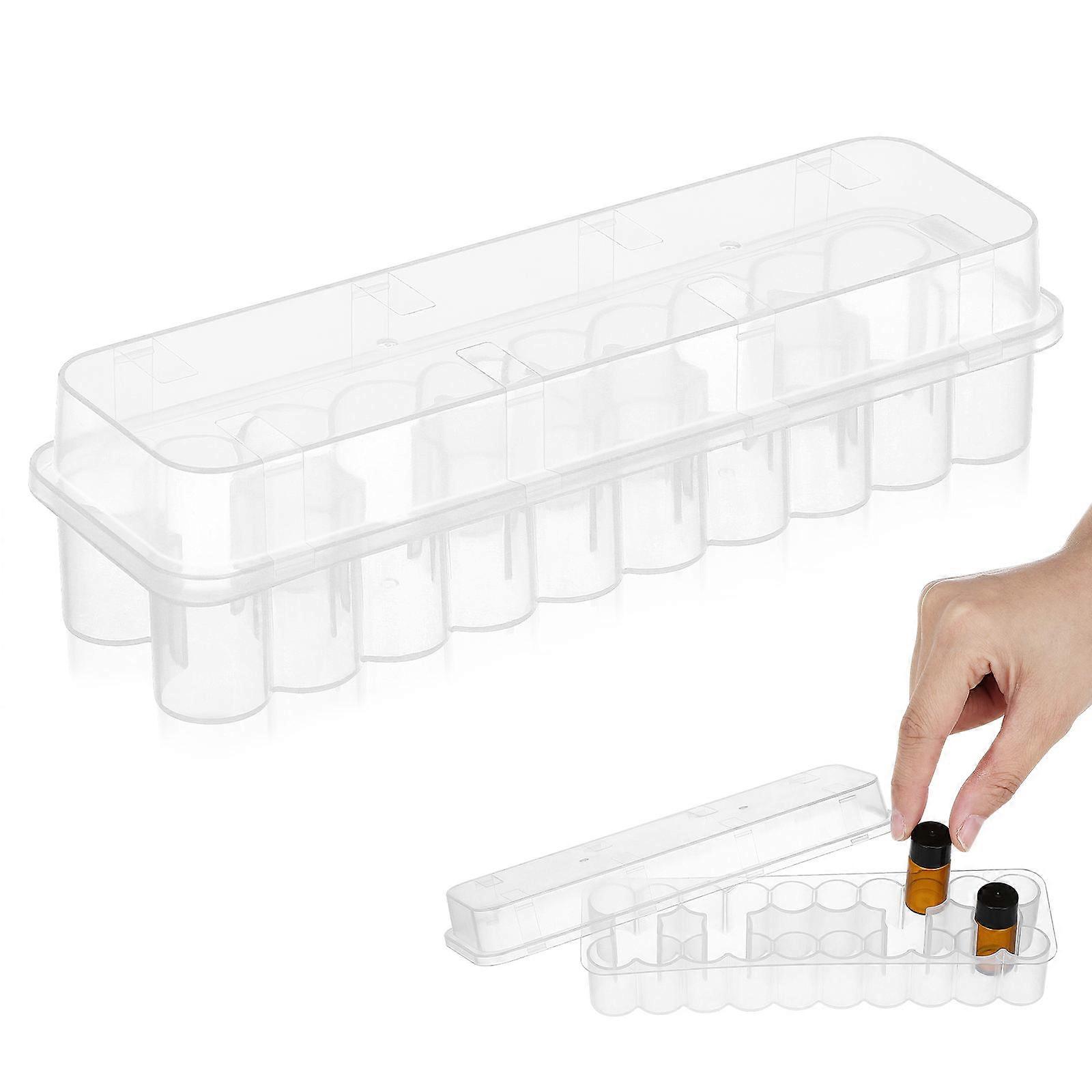 Empty Bottle Storage Box Plastic Vial Case For Laboratory Use Rectangular Transparent 1Set