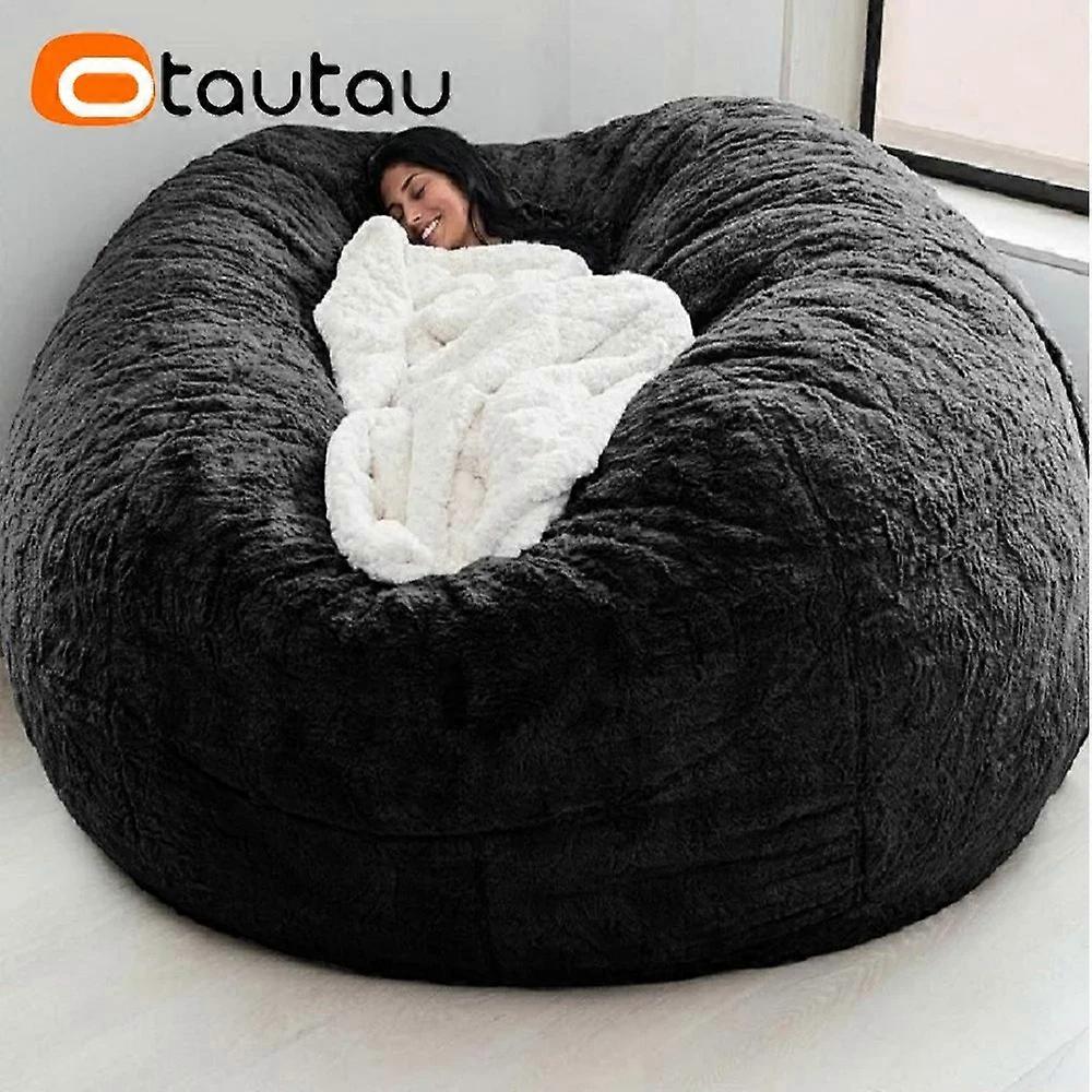 OTAUTAU Fluffy Faux Fur Giant Bean Bag Cover DD003��No Filler Inside!You Need To Fill It By Yourself !��
