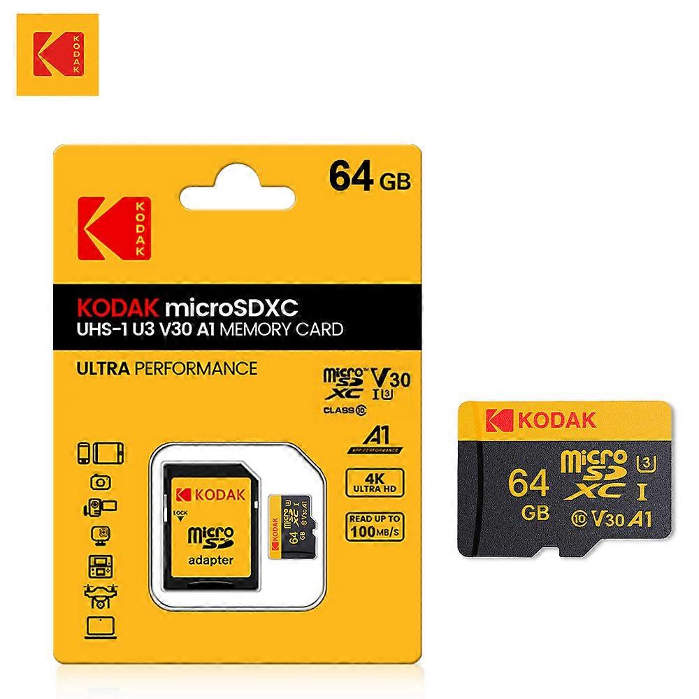 Kodak Micro SDXC Card High-Speed  32G 64G 128G Class10  4K U3 V30 UHS-I Memory Card for Smartphones Cameras Drones with Adapter