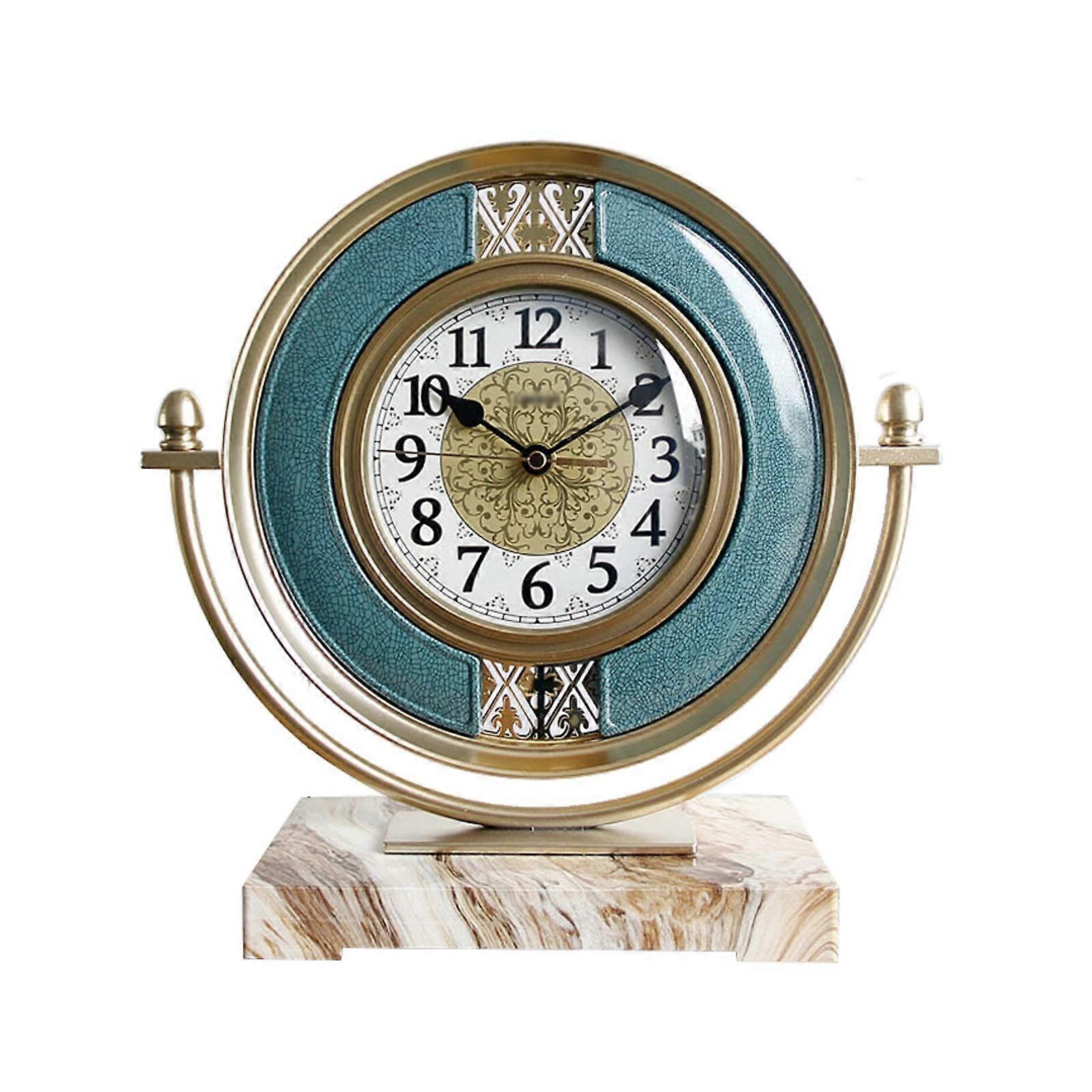 Silent Quartz Desk Clock with Large Readable Face, Decorative Ceramic Table Clock for Home or Office