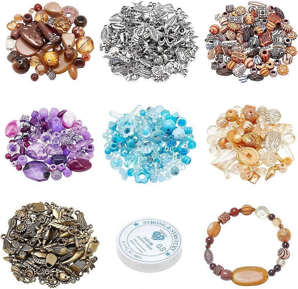 DIY Boho Theme Bracelet Making Kit Including Mixed Shape Acrylic Beads and 0.8mm Elastic Threads DIY Jewellery Making Kit for Bracelet Craft Jewelry M