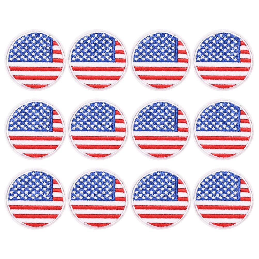 Flag Patch Round National Flag Embroidery Cloth Patch for Decoration 24Pcs