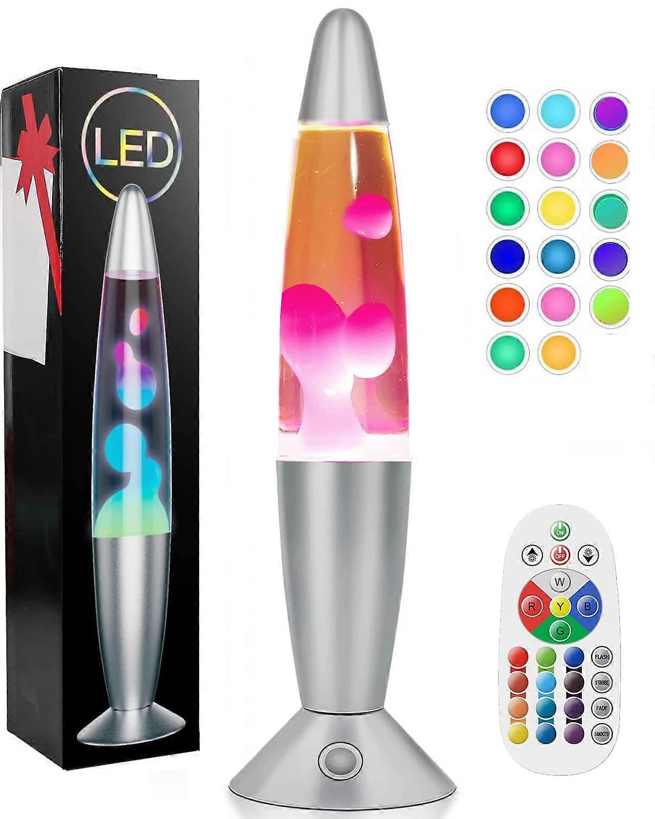 Lava Lamp with Remote Control, 17Color LED Motion Light for Bedroom and Home Decor, Silver 13.5'
