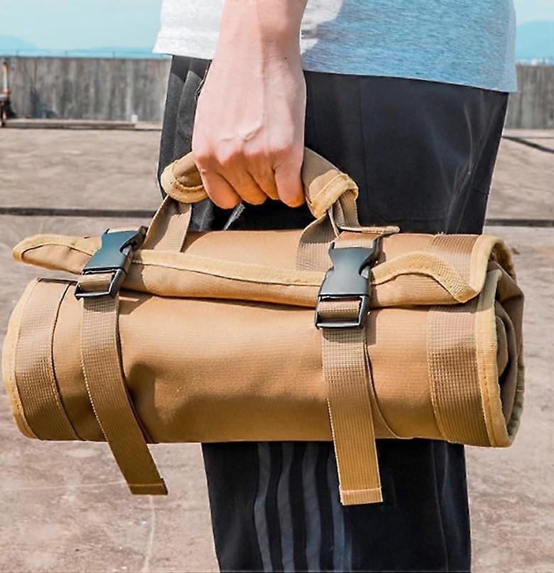 Canvas Tool Roll with 6 Pockets, HeavyDuty Canvas Tool Storage Bag with Buckle Straps, 20x12.8in