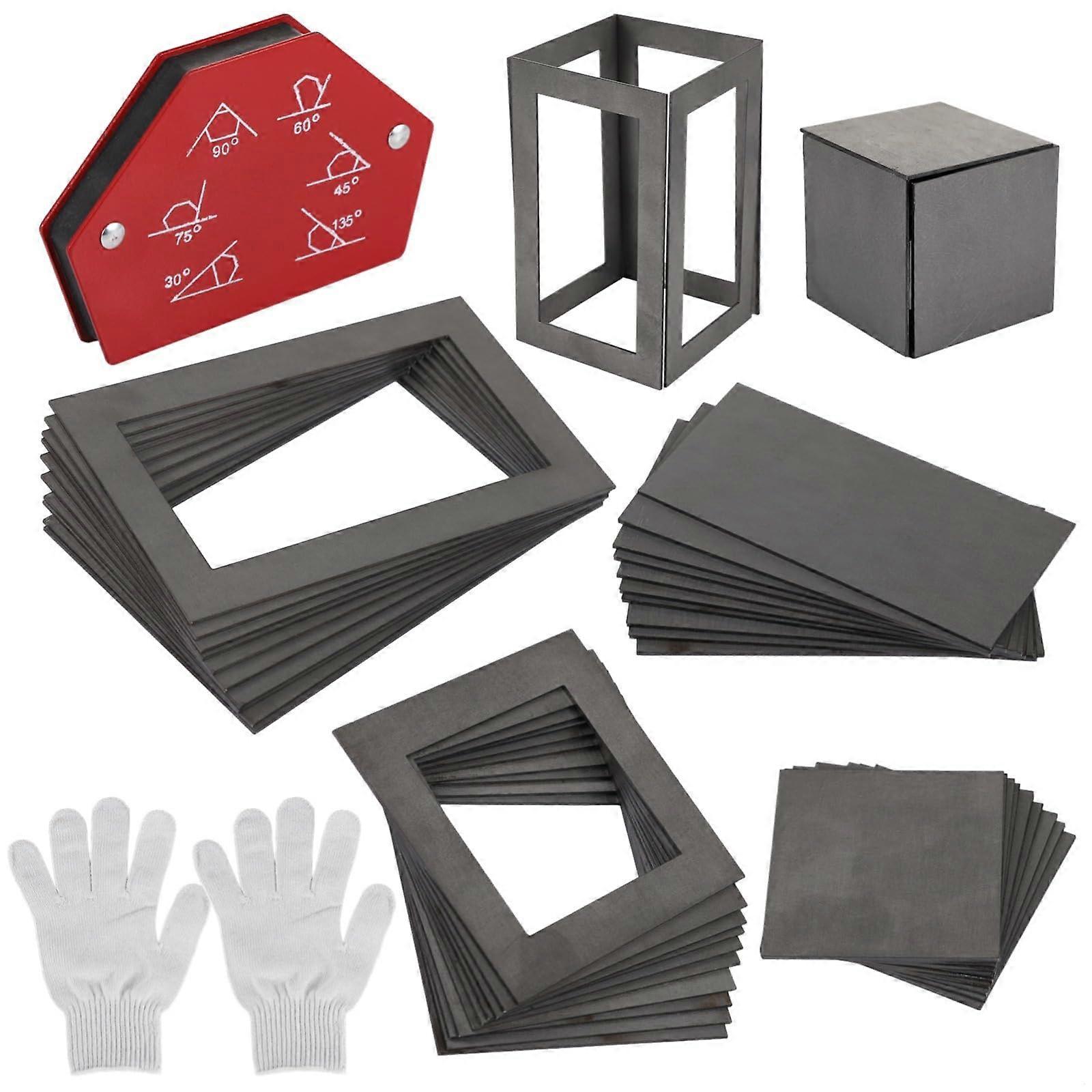 40 Pcs Welding Practice Kit with Mild Steel Coupons, Multiple Sizes, Precision Marks and Gloves