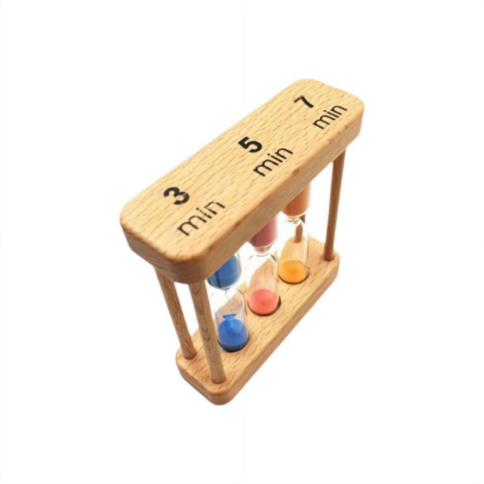 Triple Sand Timer with Wooden Frame, 3 5 7 Minute Hourglass Set for Cooking, Classroom and Desk Decor
