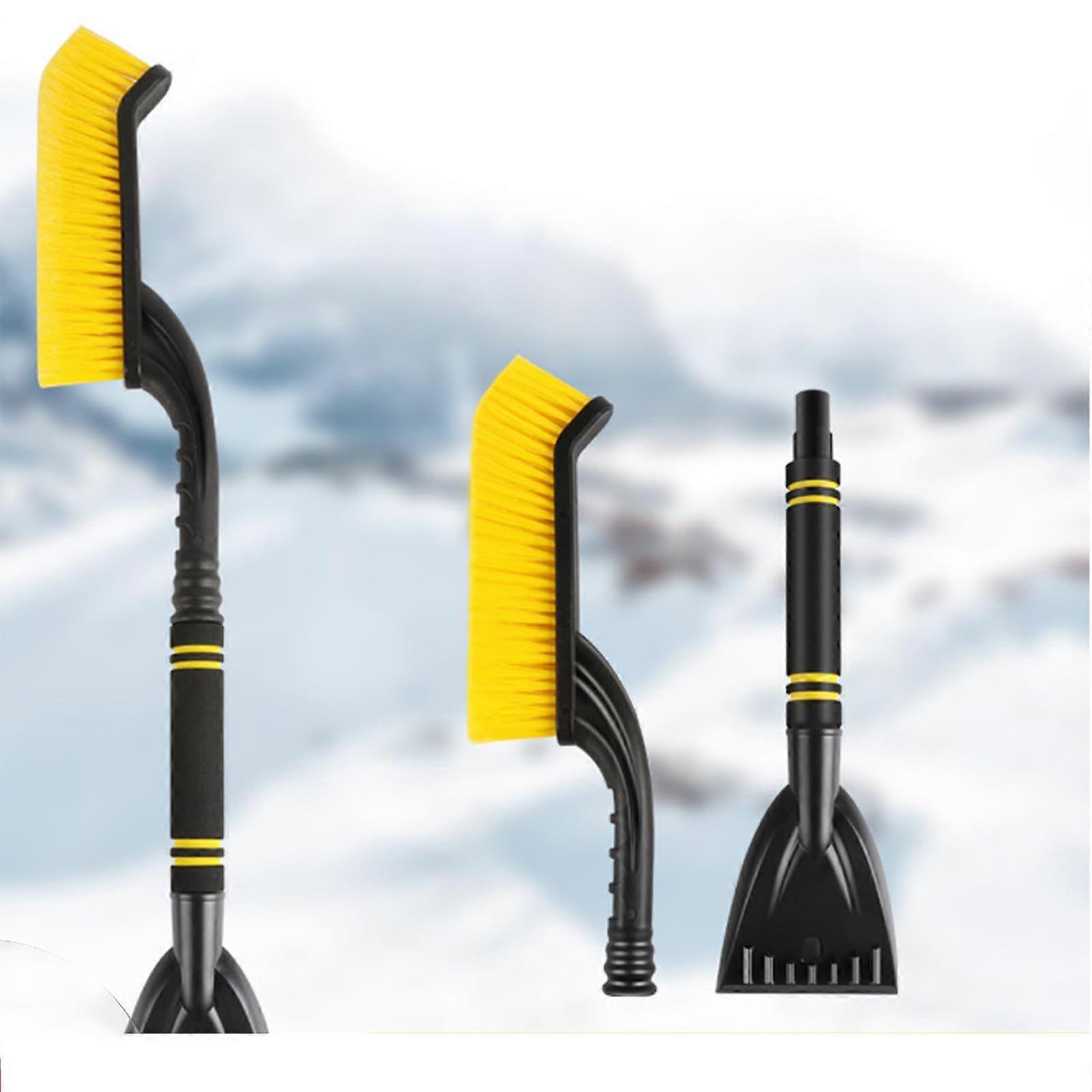 2in1 Car Snow Brush and Ice Scraper with Ergonomic Foam Handle for Cars Trucks SUV Yellow