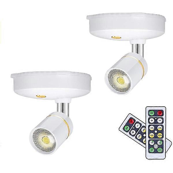 Wireless Battery Operated LED Spotlights, Dimmable Mini Accent Lights with Remote Control, Rotatable Stick On Wall Picture Lights, Indoor Compatible