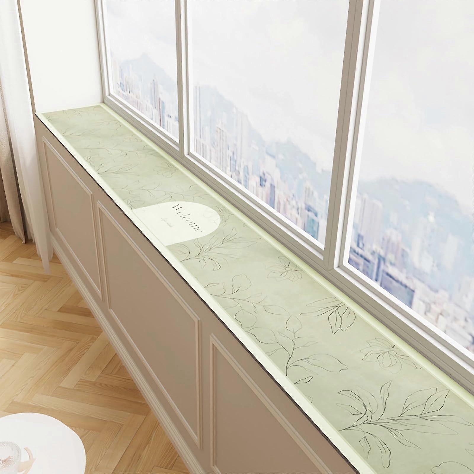 Waterproof Window Sill Mat with NonSlip Base, CuttoSize Absorbent Protector for Bay Windows, Matcha 6'x78.8'