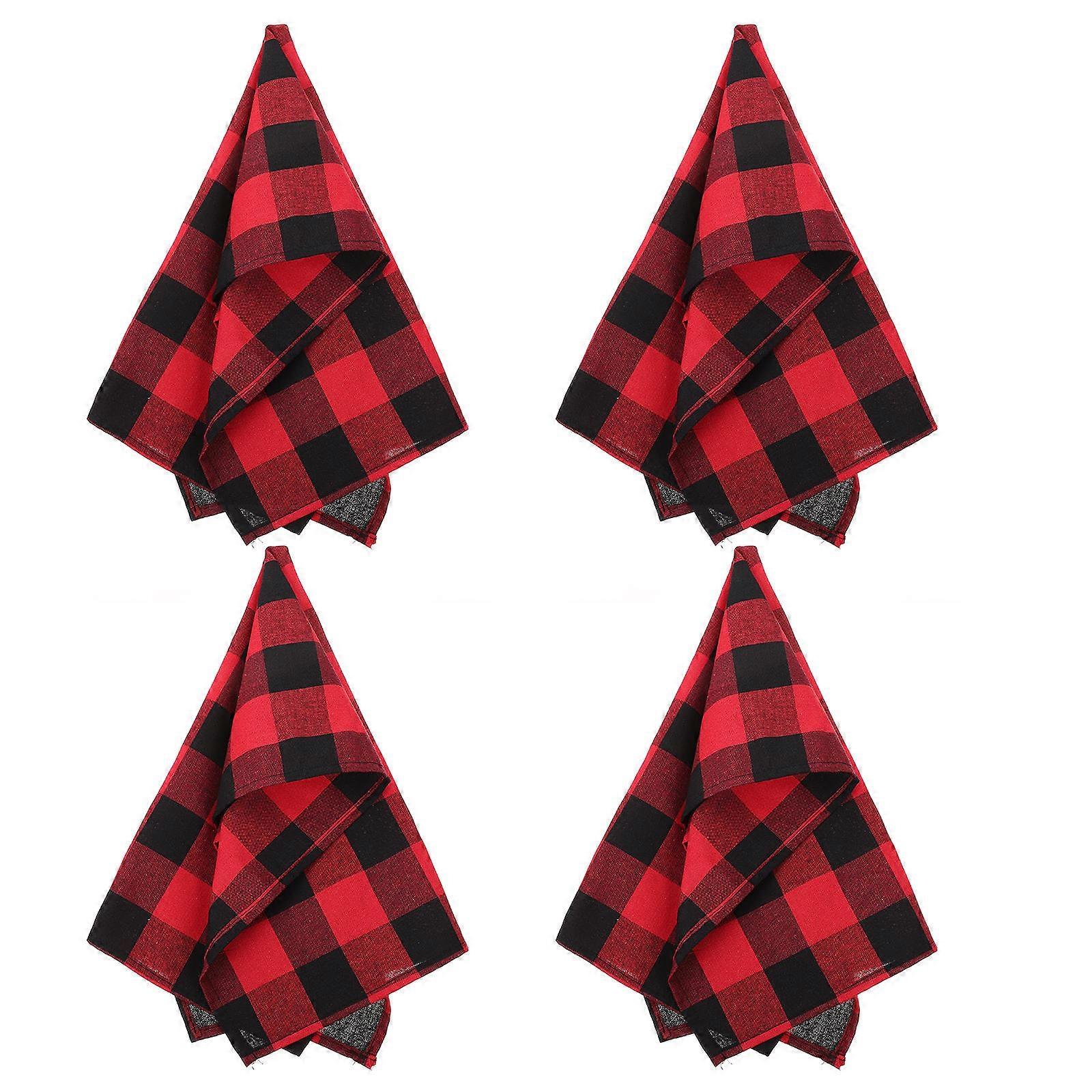 Household Duster Cloths Checkered Pattern for Dish Washing 8Pcs Red