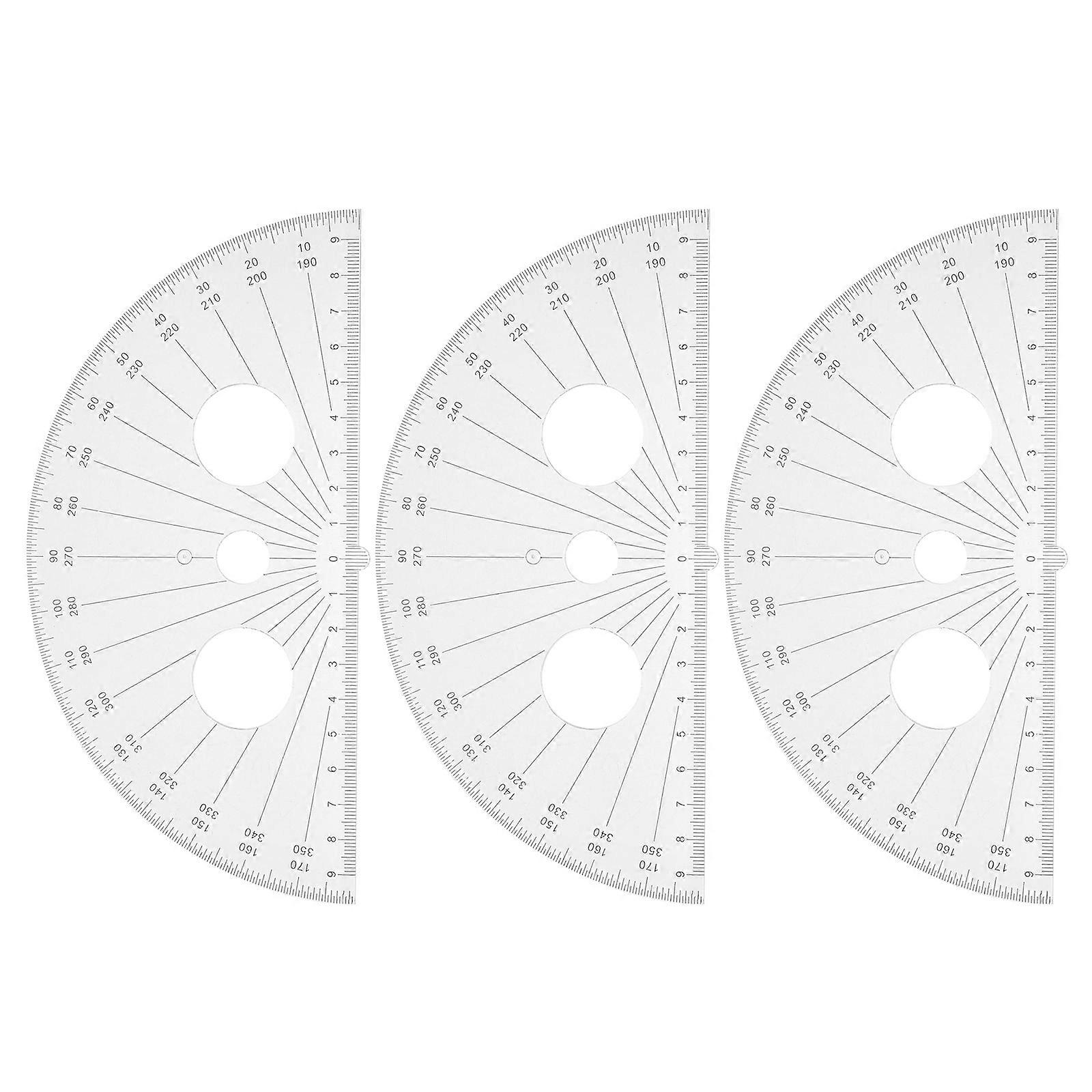 Multifunctional Protractor Ruler for Measuring Use 3Pcs Plastic Semi-Circle 180 Degree Set