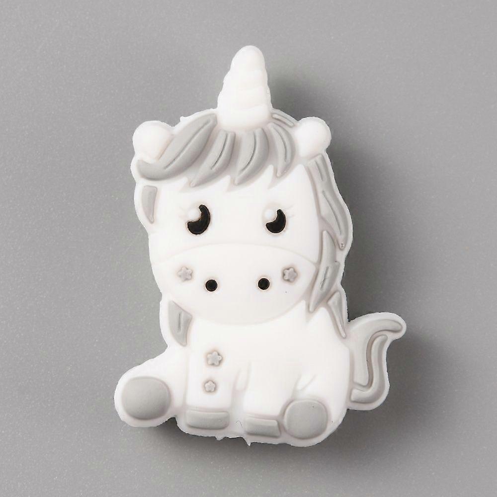 Silicone Beads Unicorn Light Grey 33x23.5x9.5mm Hole: 2mm