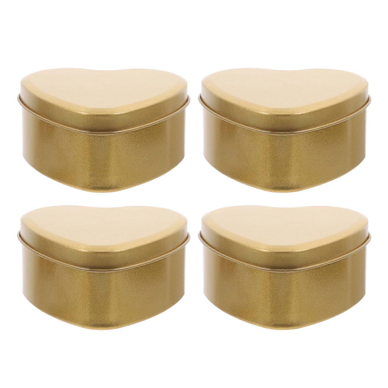Heart Tin Box Golden for Storage 4Pcs Wedding Candy Packaging Boxes