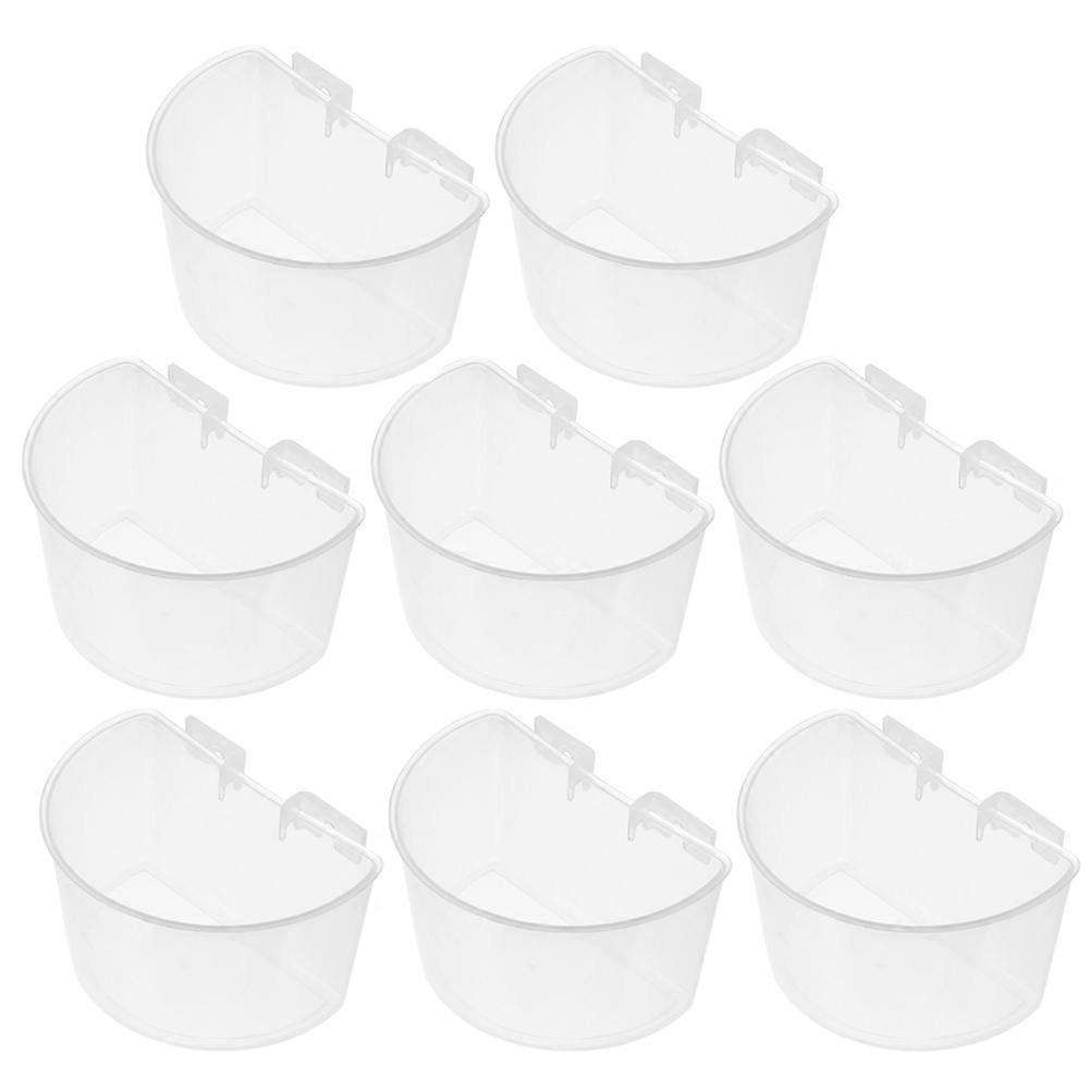 Plastic Bird Cage Feeder for Feeding Use 8Pcs Hanging Cups Transparent
