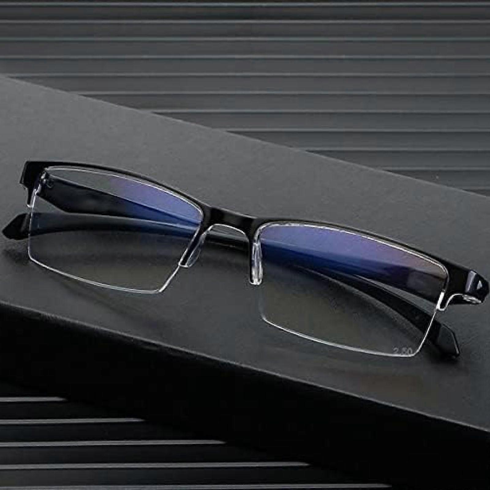 Progressive Multifocal Reading Glasses Blue Light Blocking Anti Glare Half Frame +1.0