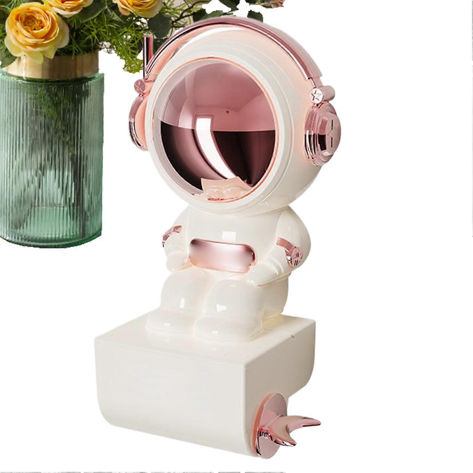 Astronaut Design Toothpaste Dispenser, Wall Mounted Pink Squeezer with Adjustable Height for Bathroom