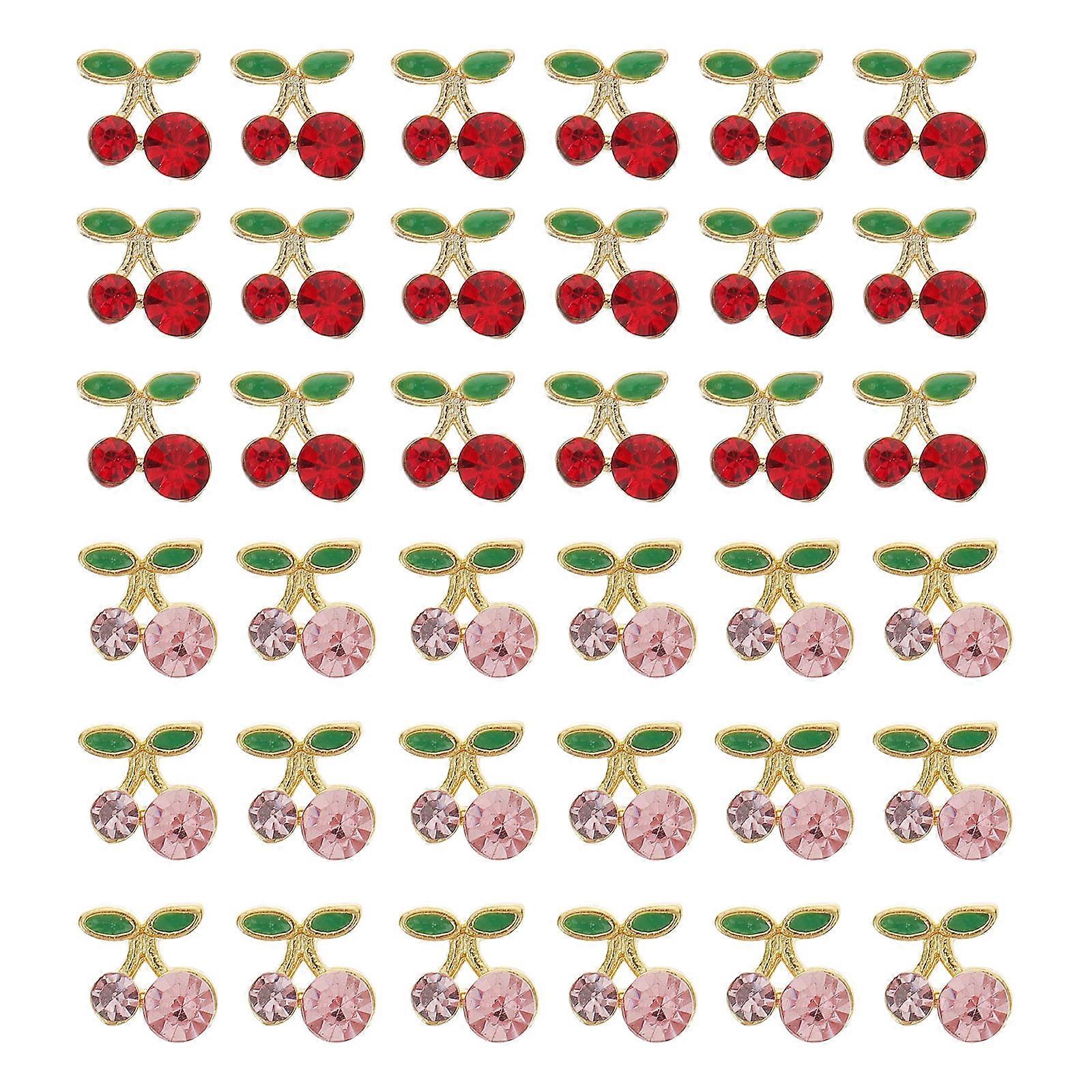 36Pcs Cherry Nail Art Charms for Decor Use Assorted Color Material