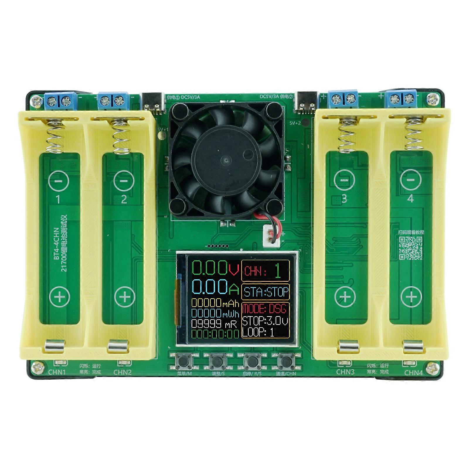 Accurate Measurement Advanced Precise 4 Channel Battery Capacity Tester Featuring LCD Display Type C Power Multicolor