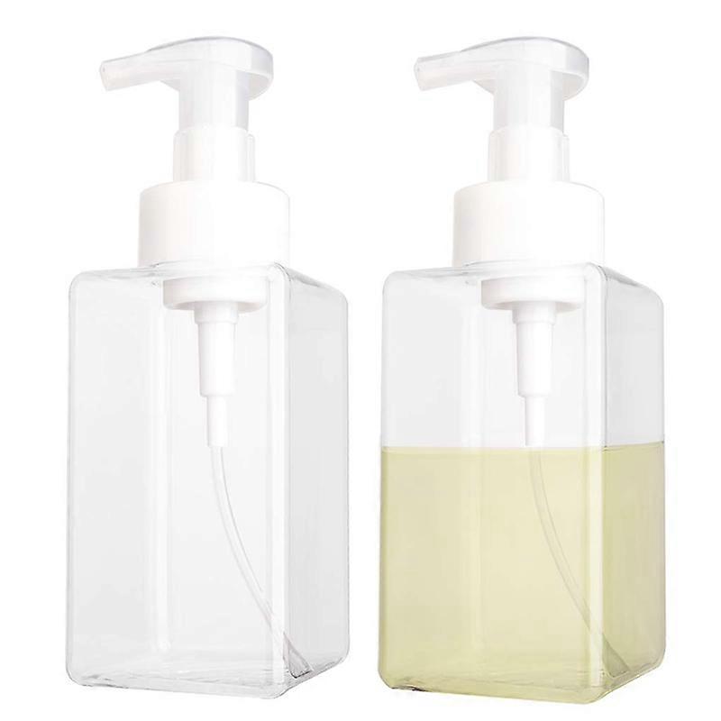 2 Pack Foaming Soap Dispenser 15Oz Refillable Foam Liquid Hand Soap Empty Plastic Pump Bottle Container - Clear 450Ml