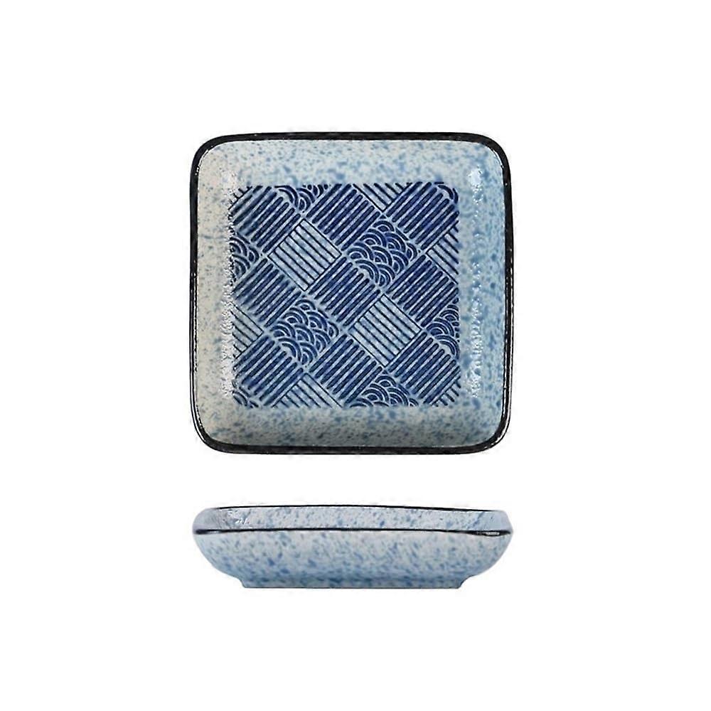 Square Ceramic Sushi Serving Plate with Sauce Dish, Elegant Design, Easy Clean, Kitchen Tableware