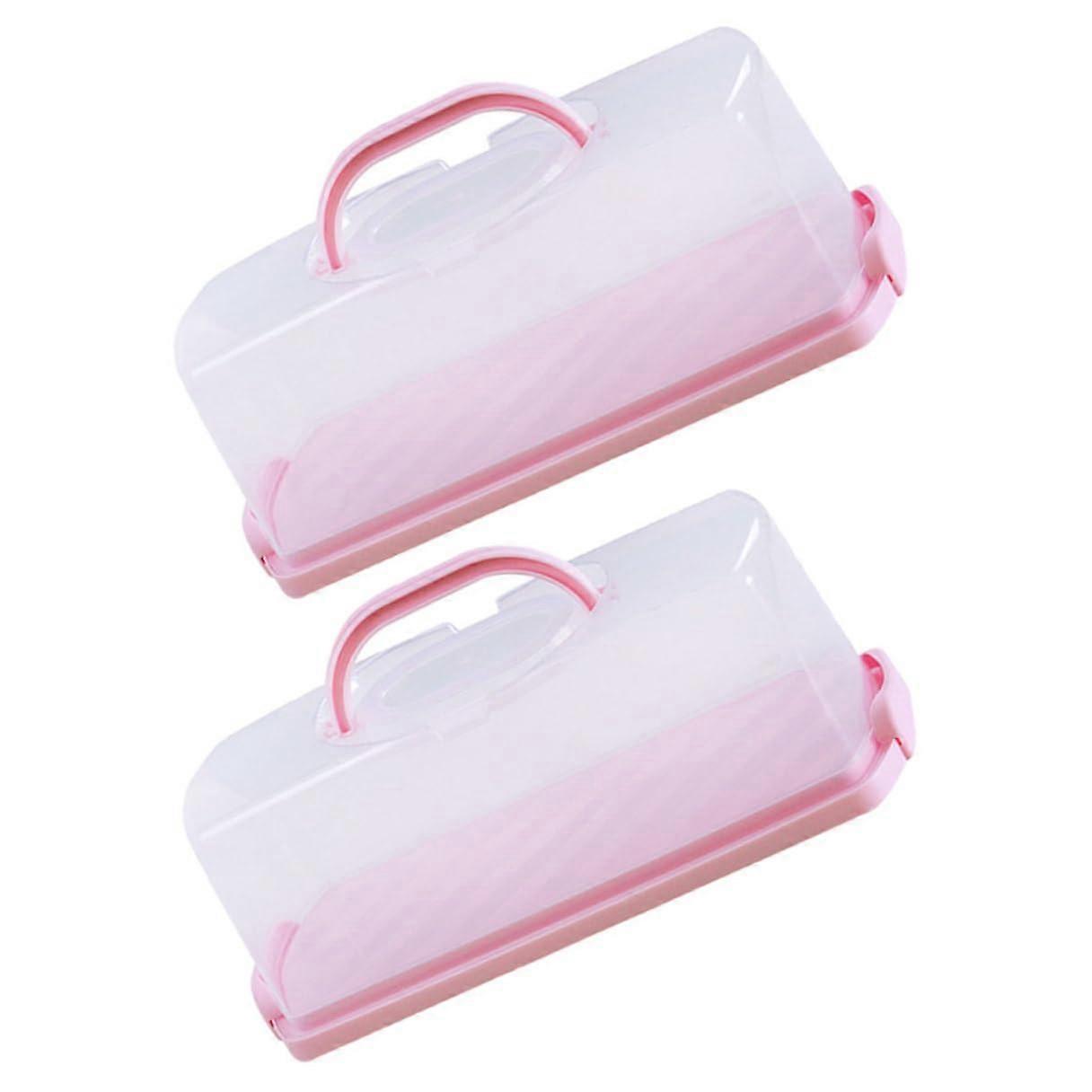 2pcs Clear Rectangular Bread Storage Container with Lid – Transparent Reusable Snack Box for Office, Picnic, Home