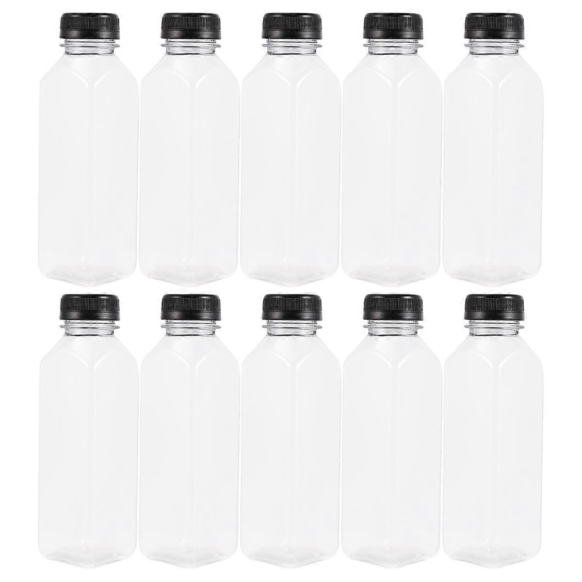 Disposable Juice Bottle with Screw-on Lid for Drinking Use 10Pcs