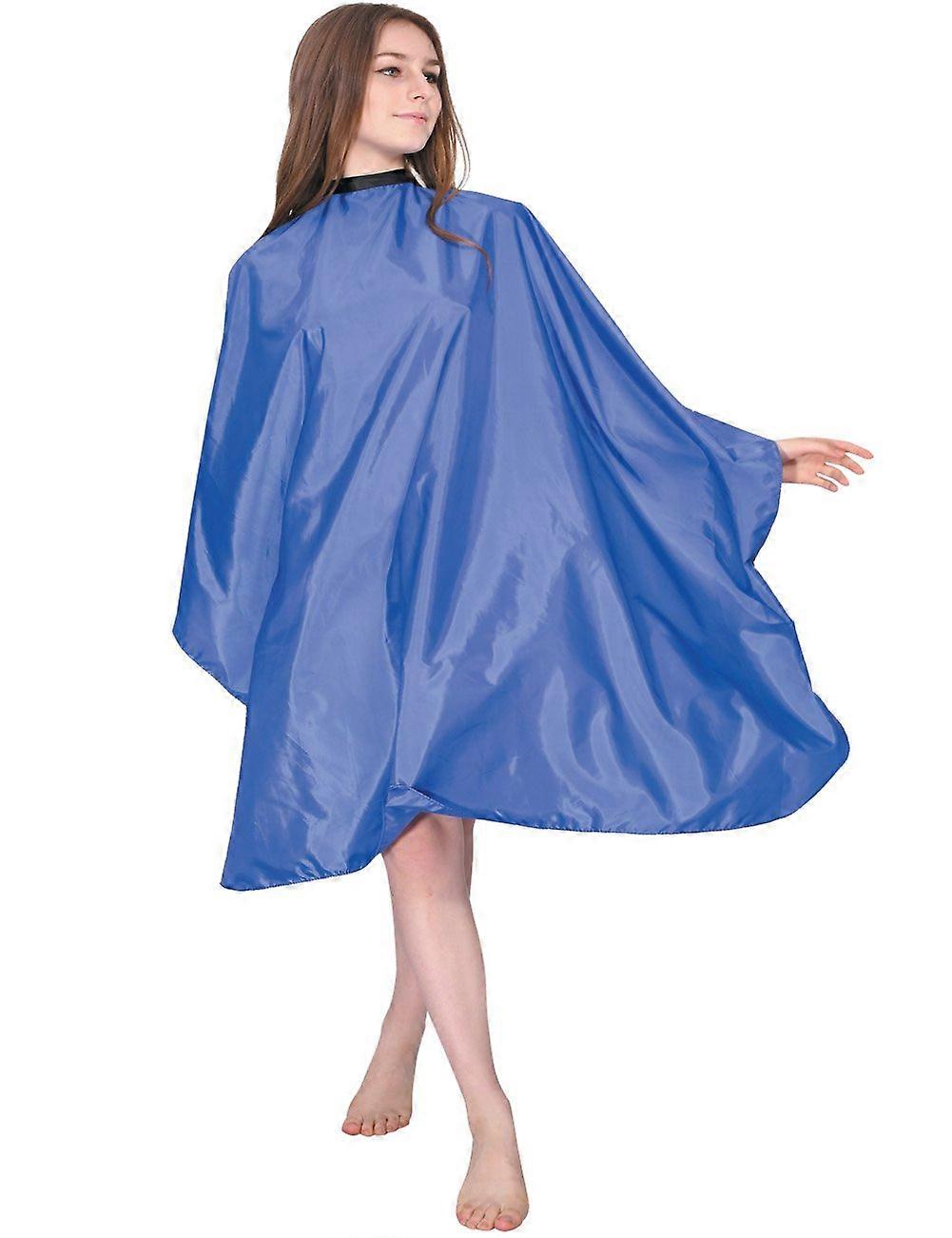 Hair Cutting Cape Waterproof Adjustable Snap Closure Polyester Full Coverage Blue for Salon and Home