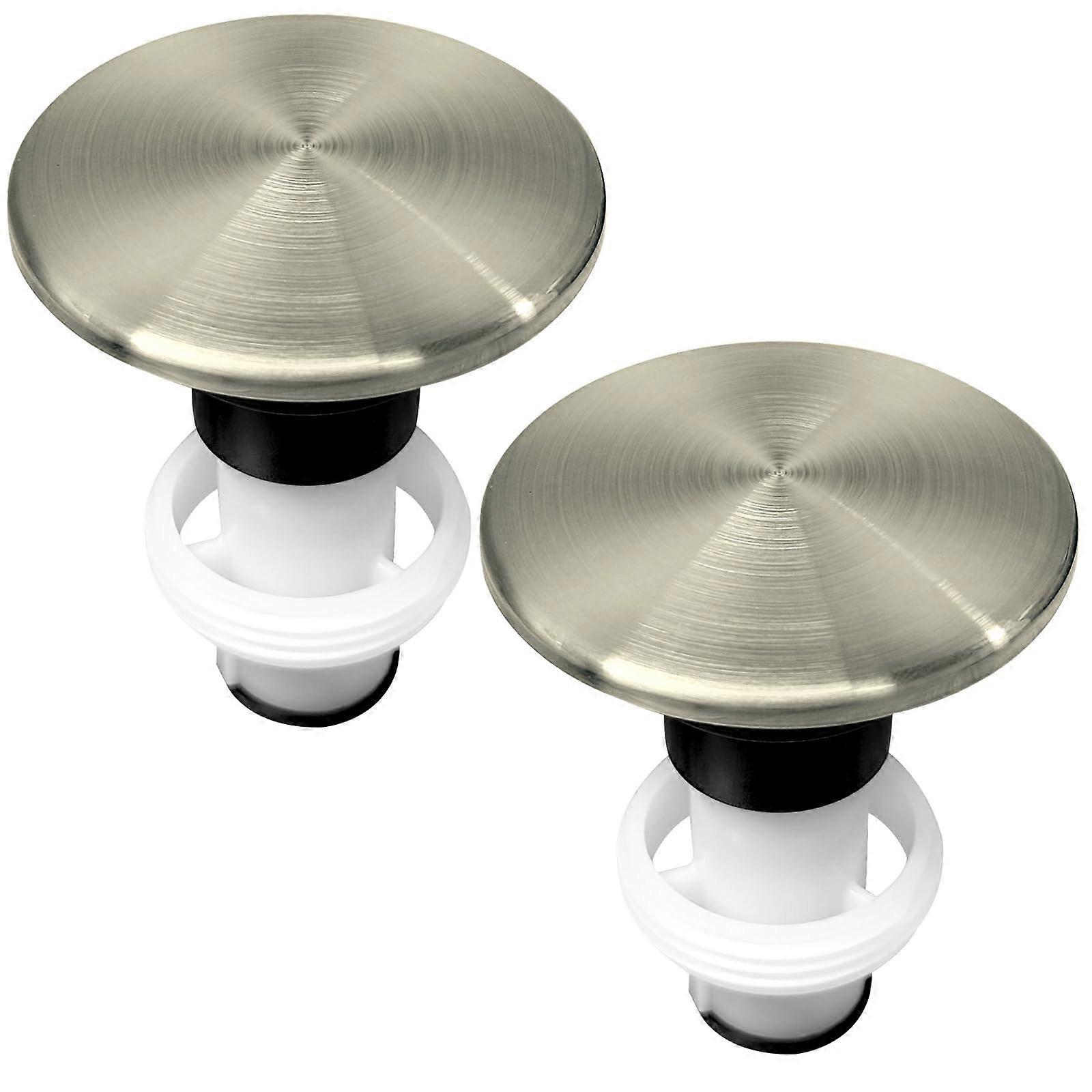 Sink Drain Stopper 2PCS Brushed Nickel Leakproof OneTouch Bathroom Push Button Replacement