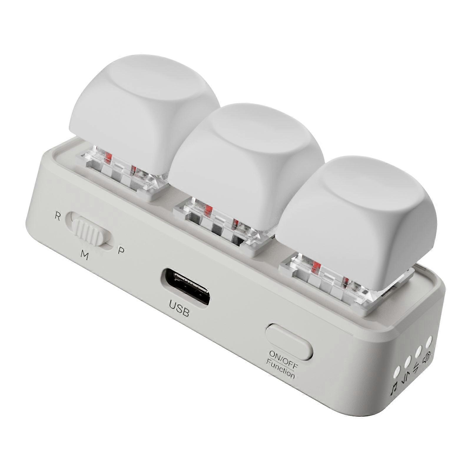 Compactly Bluetooth-compatible Keyboard 3key Auto Sleep LED Light Page Turner for Dark Environment Use Energy Efficiency  White